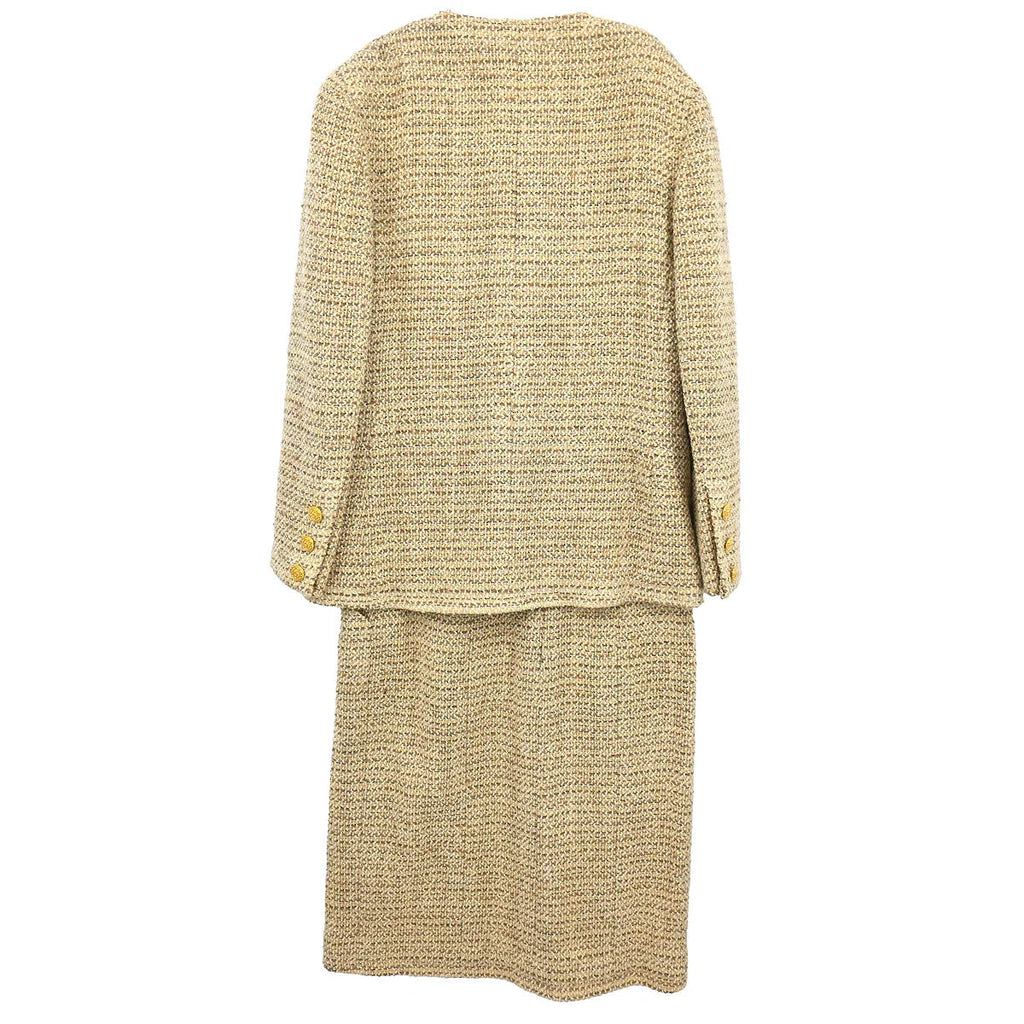 Chanel Setup Suit Jacket Skirt Beige #36