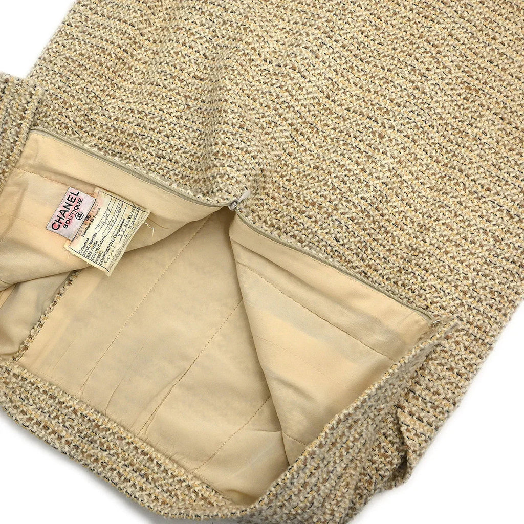 Chanel Setup Suit Jacket Skirt Beige #36
