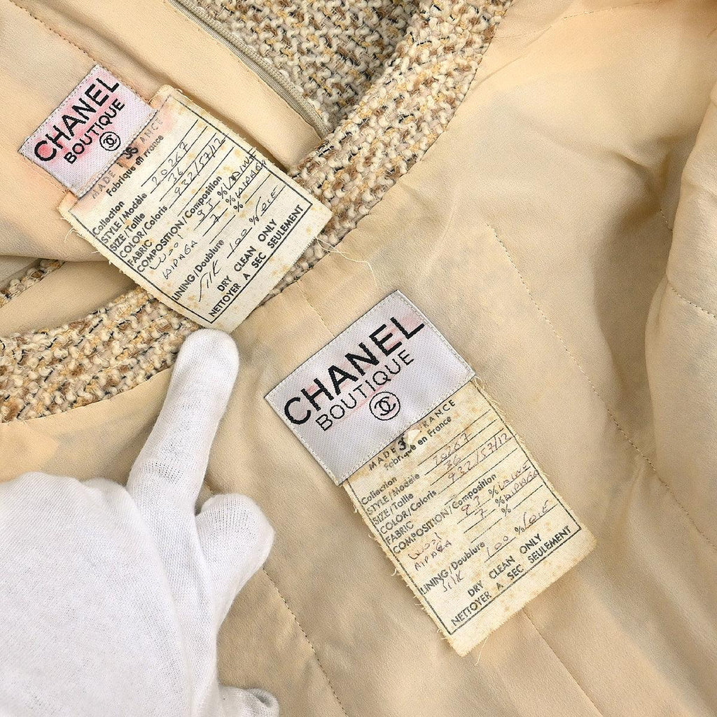 Chanel Setup Suit Jacket Skirt Beige #36