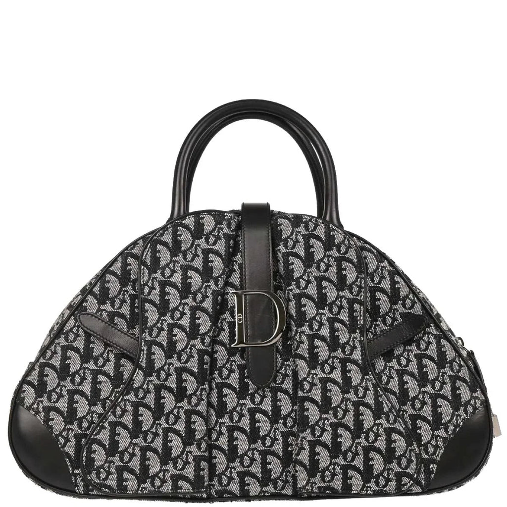Christian 2002 Dior Black Double Saddle Trotter Handbag