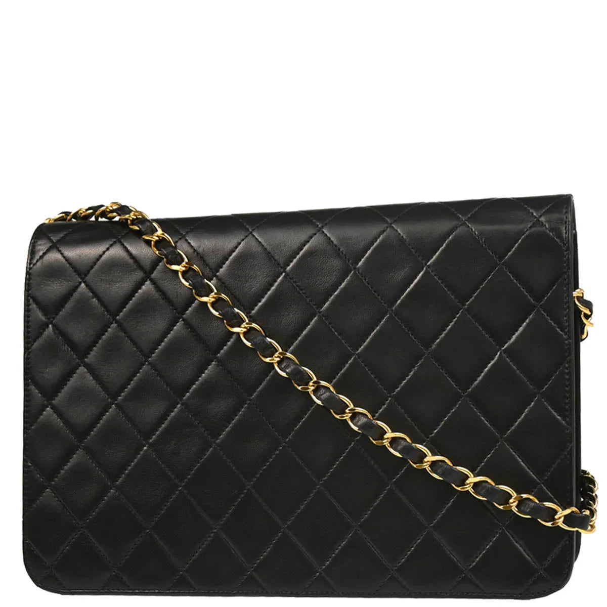 Chanel 2000-2001 Black Lambskin Turnlock Medium Half Flap Shoulder Bag