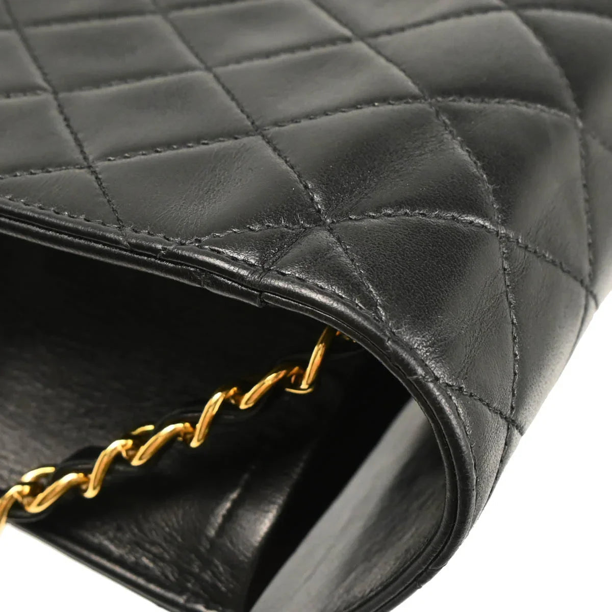 Chanel 2000-2001 Black Lambskin Turnlock Medium Half Flap Shoulder Bag