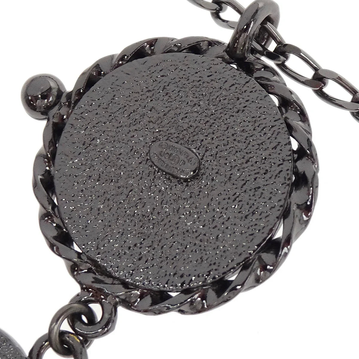 Chanel Mademoiselle CC Chain Pendant Necklace Silver Costume Pearl 03P