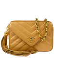 Chanel 1991-1994 Beige Caviar Chevron Camera Bag Mini