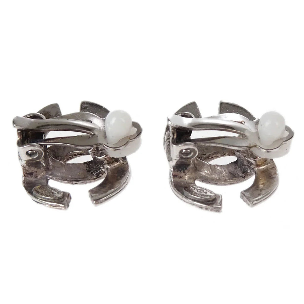 Chanel CC Earrings Clip-On Silver 00A