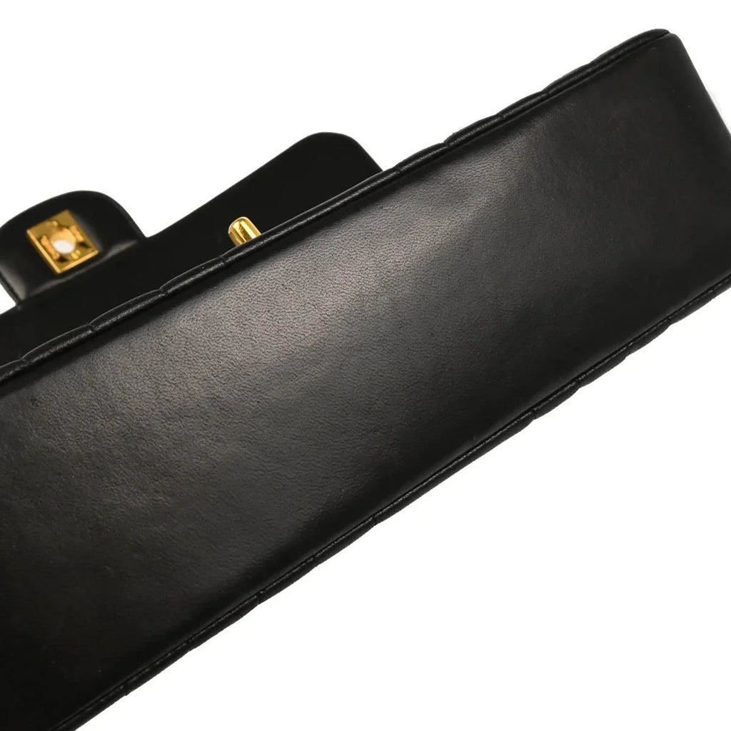 Chanel 1991-1994 Black Lambskin Mademoiselle Single Flap Shoulder Bag