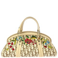 Christian Dior 2005 White Trotter Embroidered Flower Handbag