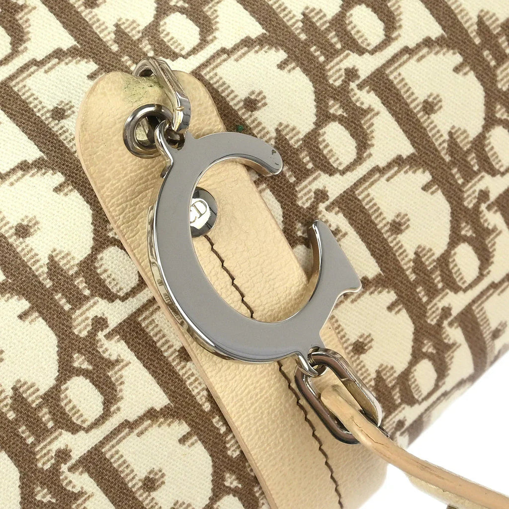 Christian Dior 2005 White Trotter Embroidered Flower Handbag