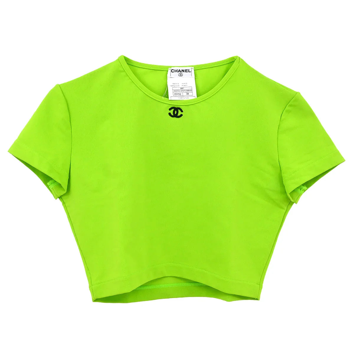 Chanel 1995 Cropped T-shirt Top Green #38