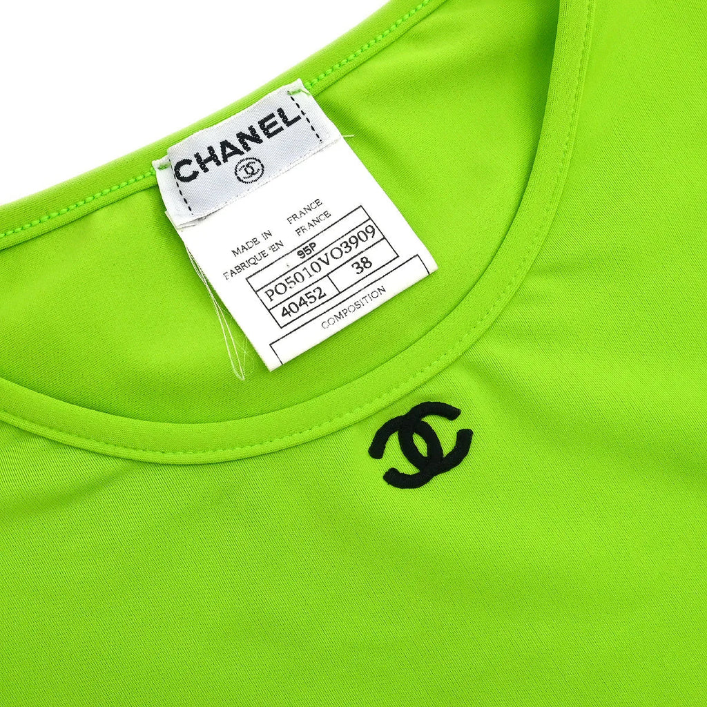 Chanel 1995 Cropped T-shirt Top Green #38