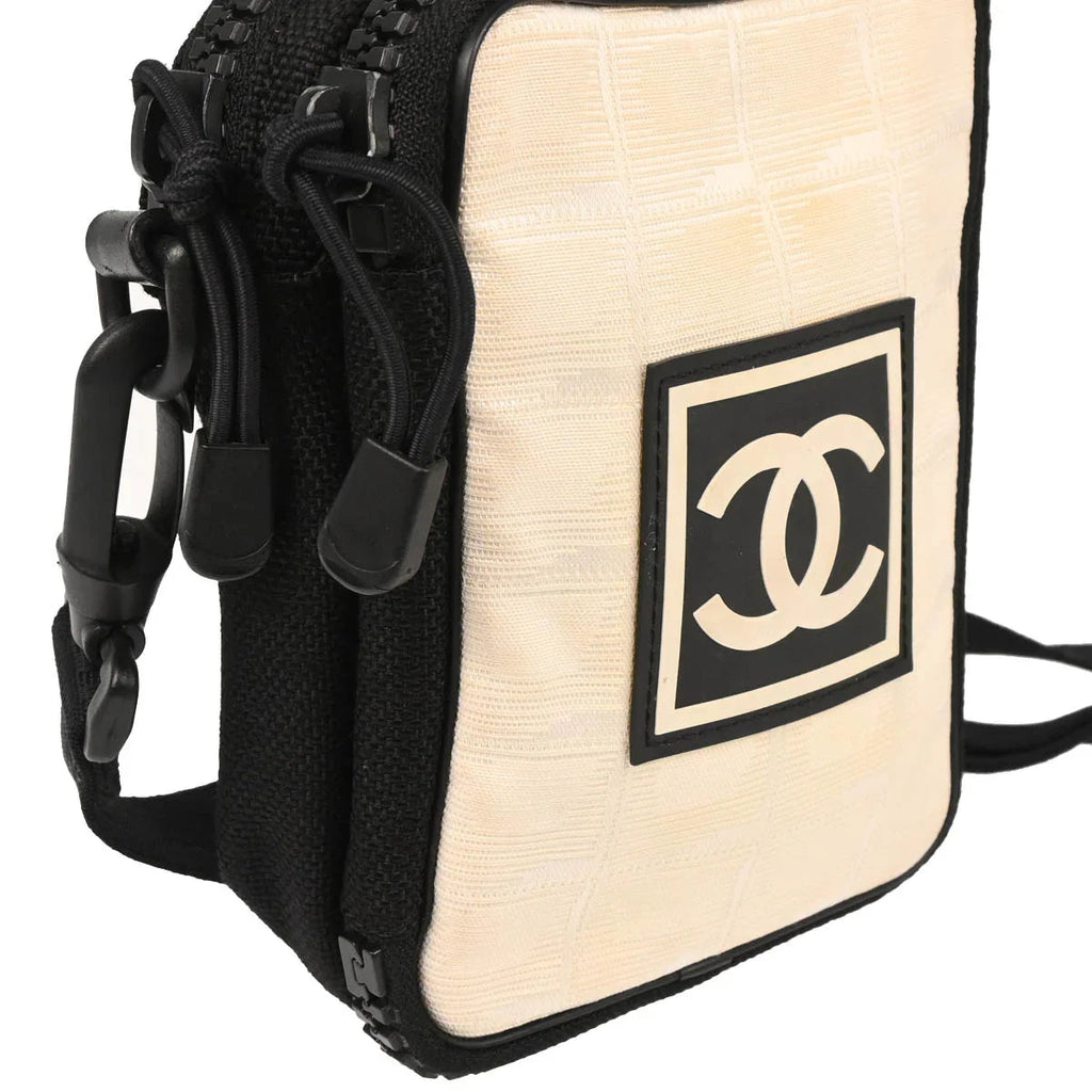 Chanel 2003-2004 Beige Nylon New Travel Sport Line Shoulder Bag
