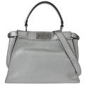 Fendi Silver Leather Peekaboo 2way Shoulder Handbag