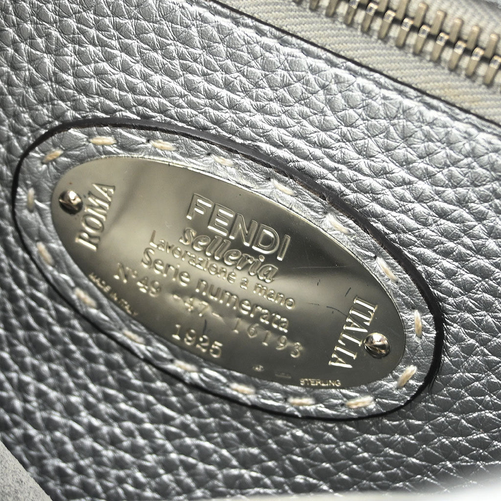Fendi Silver Leather Peekaboo 2way Shoulder Handbag