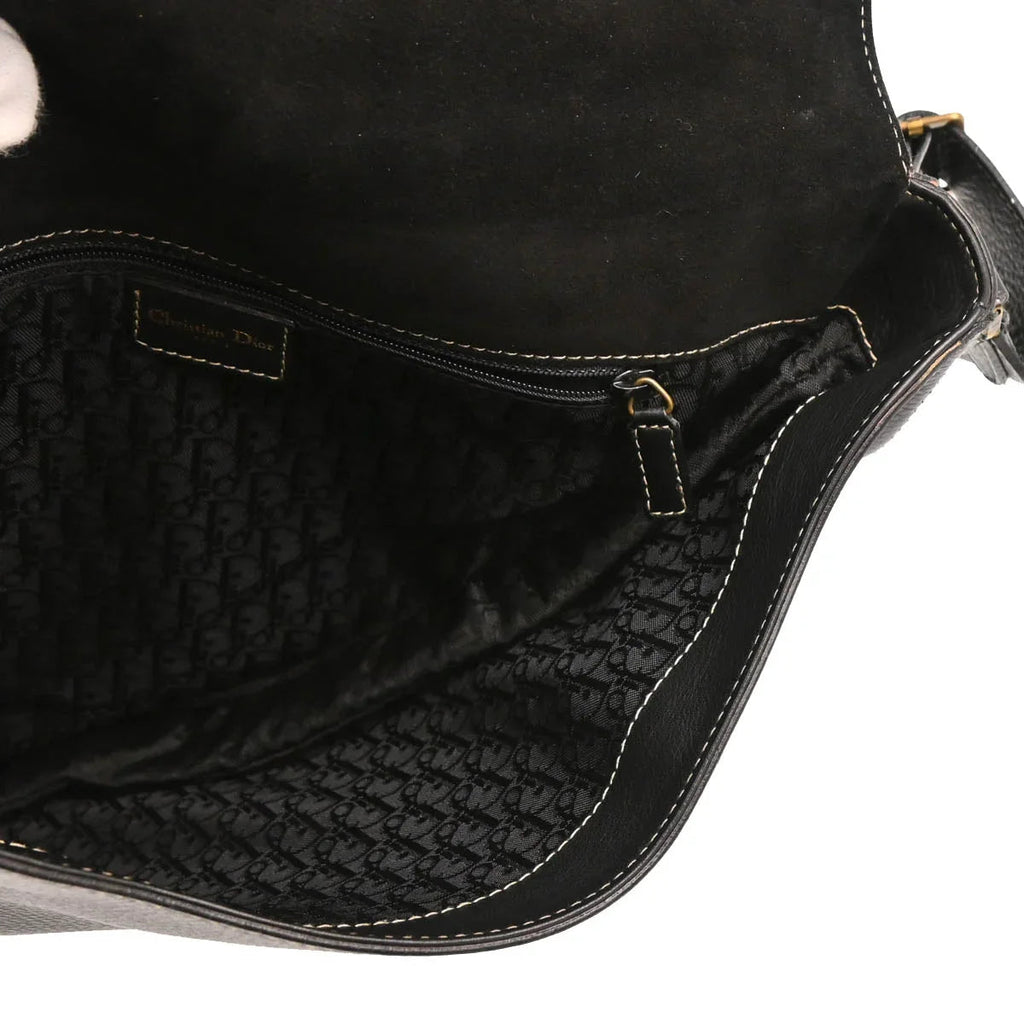 Christian Dior 2002 Black Leather Saddle Shoulder Bag