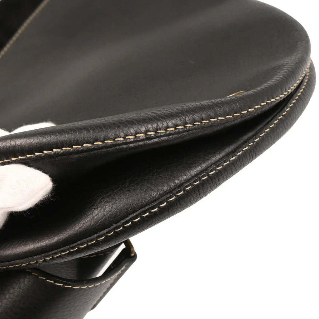Christian Dior 2002 Black Leather Saddle Shoulder Bag
