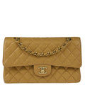 Chanel 2002-2003 Beige Caviar Medium Classic Double Flap Shoulder Bag