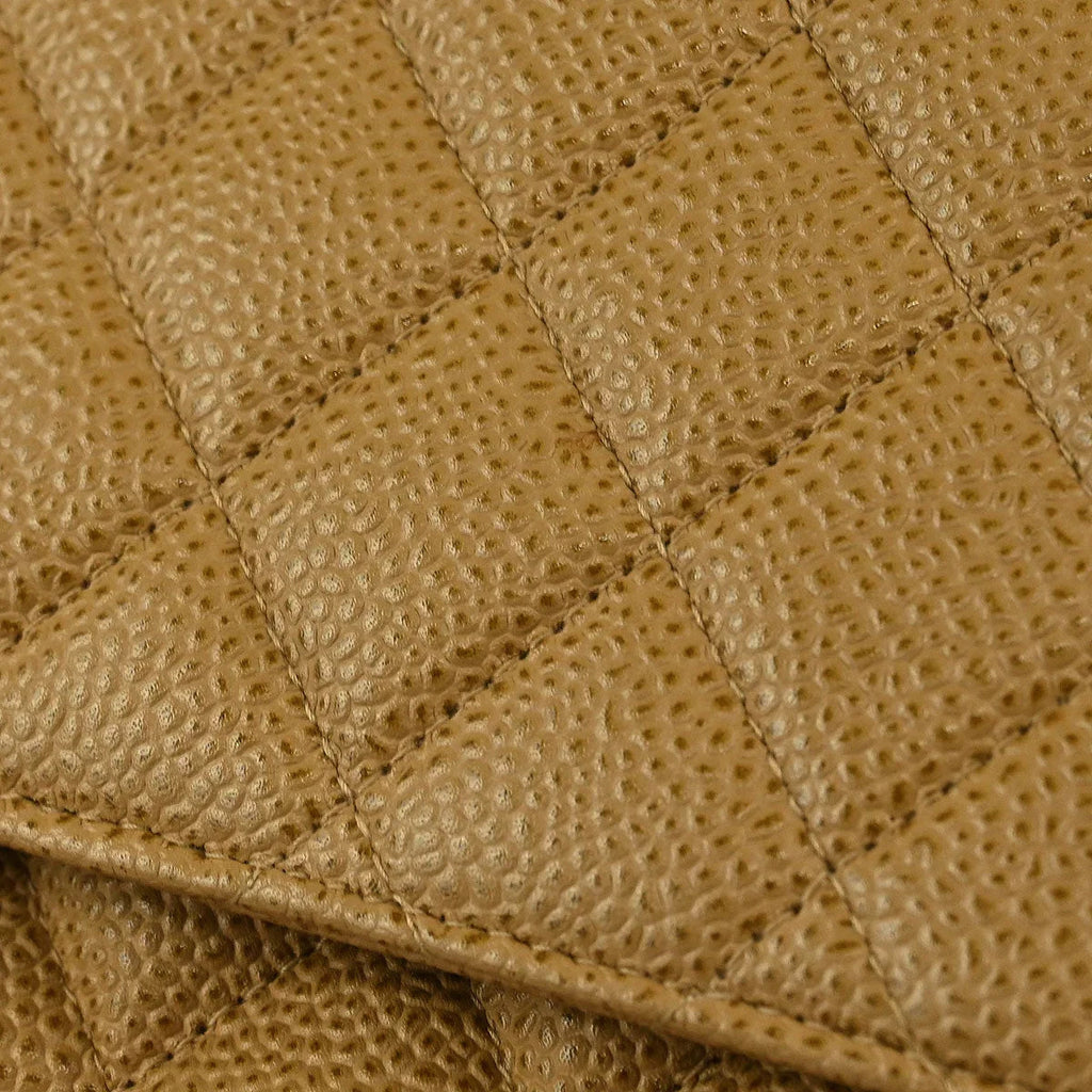 Chanel 2002-2003 Beige Caviar Medium Classic Double Flap Shoulder Bag