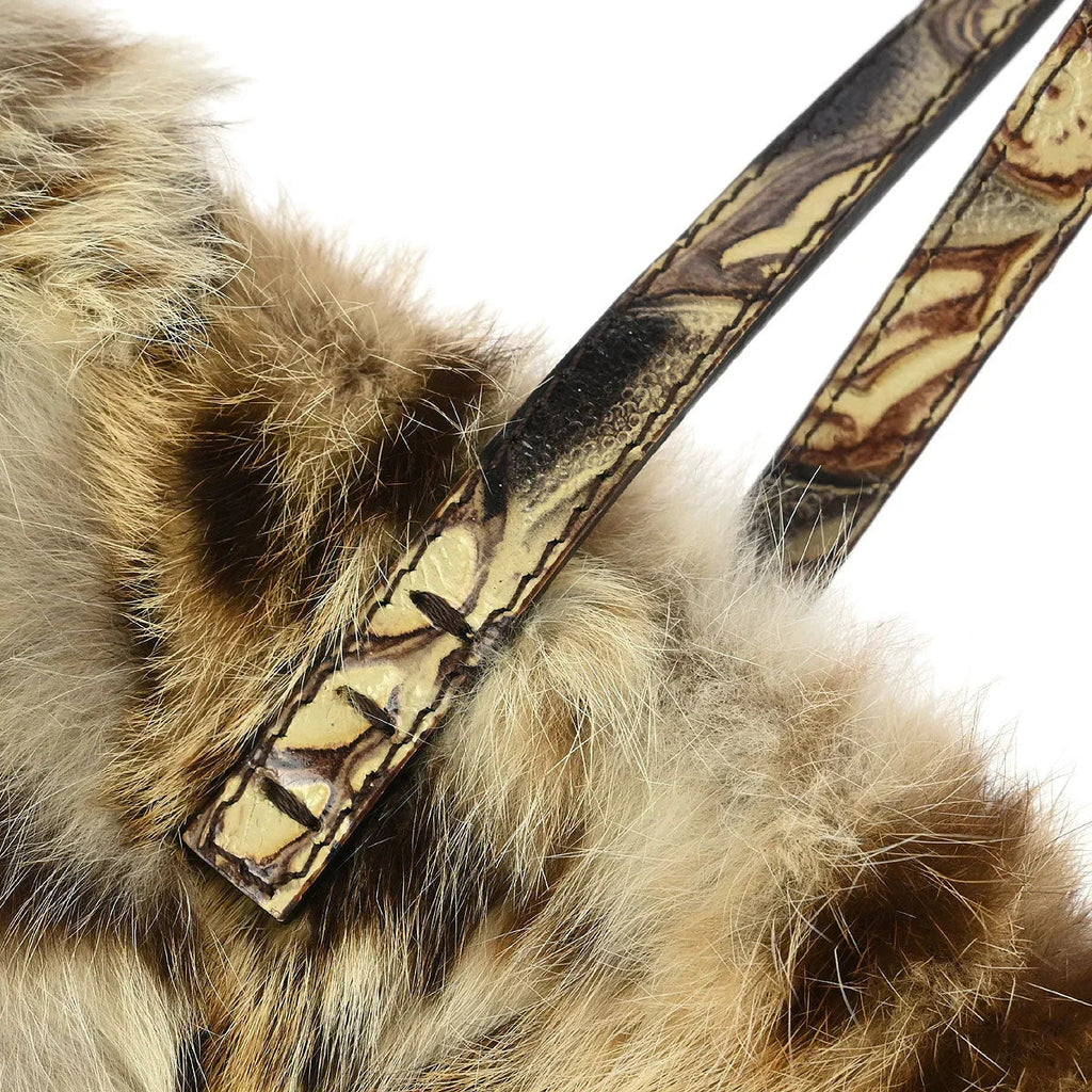 Fendi * Beige Lynx Fur Tote Handbag