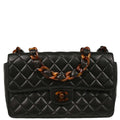 Chanel 1994-1996 Black Lambskin Medium Single Flap Shoulder Bag