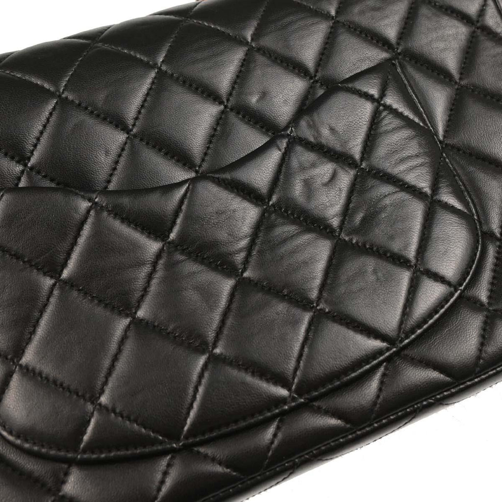 Chanel 1994-1996 Black Lambskin Medium Single Flap Shoulder Bag
