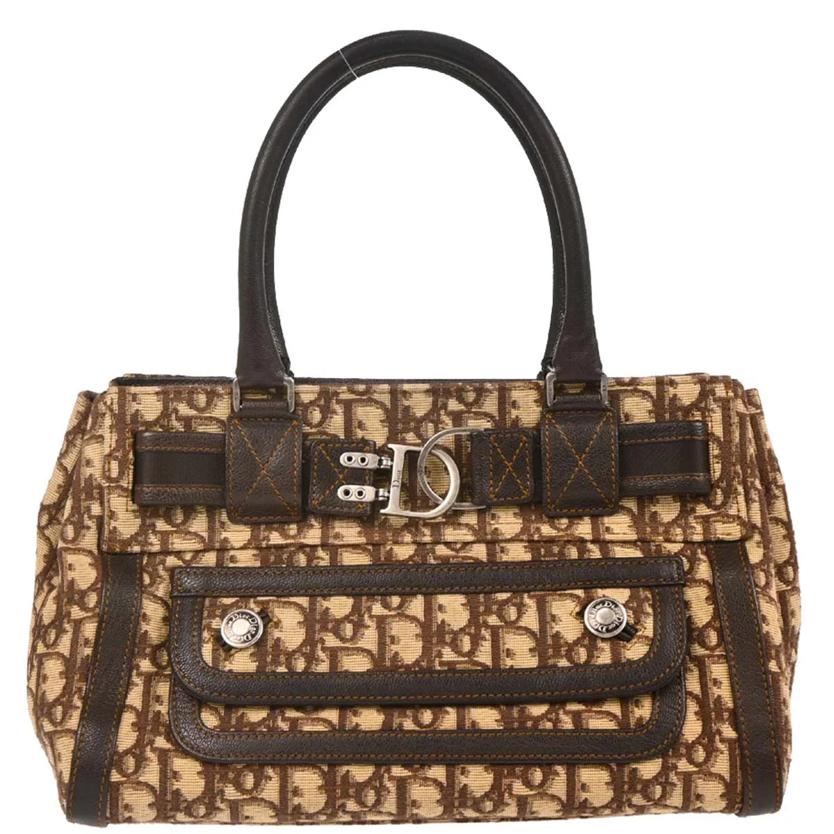 Christian Dior 2006 Brown Canvas Trotter Handbag