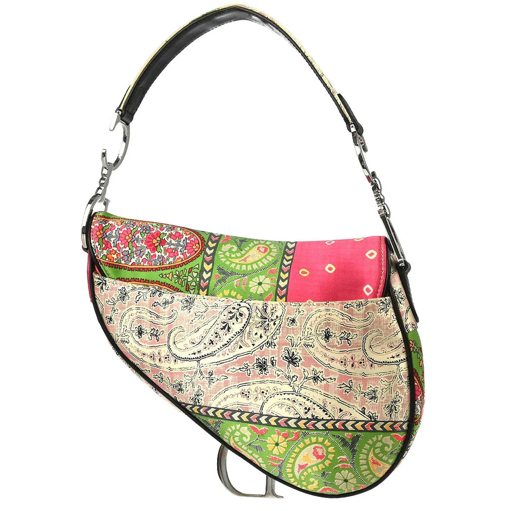 Christian Dior 2003 Multicolor Satin Saddle Handbag