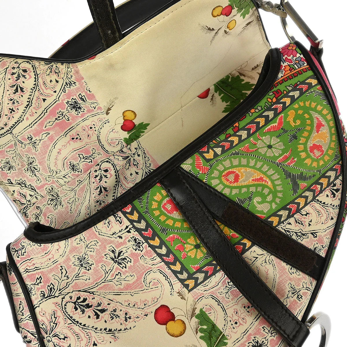 Christian Dior 2003 Multicolor Satin Saddle Handbag