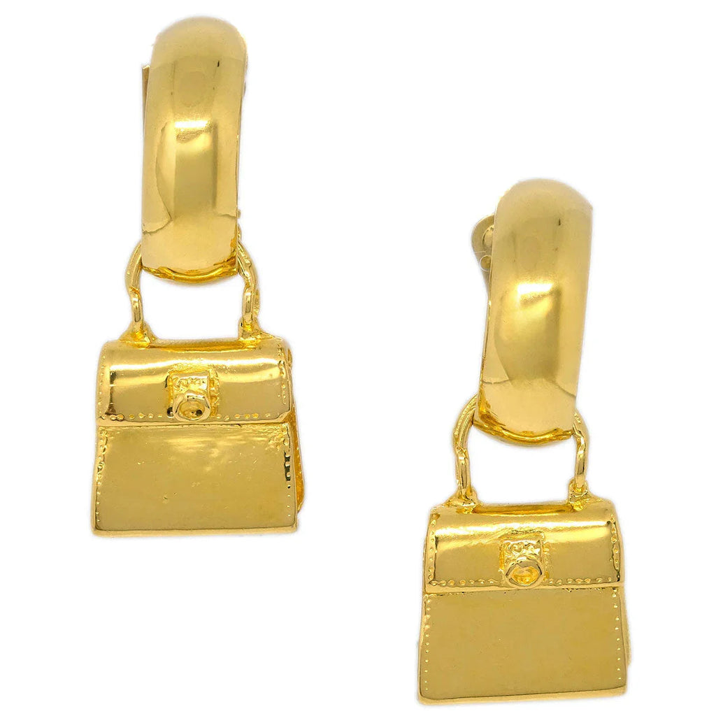 Celine Dangle Earrings Handbag Clip-On Gold 91