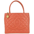 Chanel 2003-2004 Orange Caviar Medallion Tote Handbag