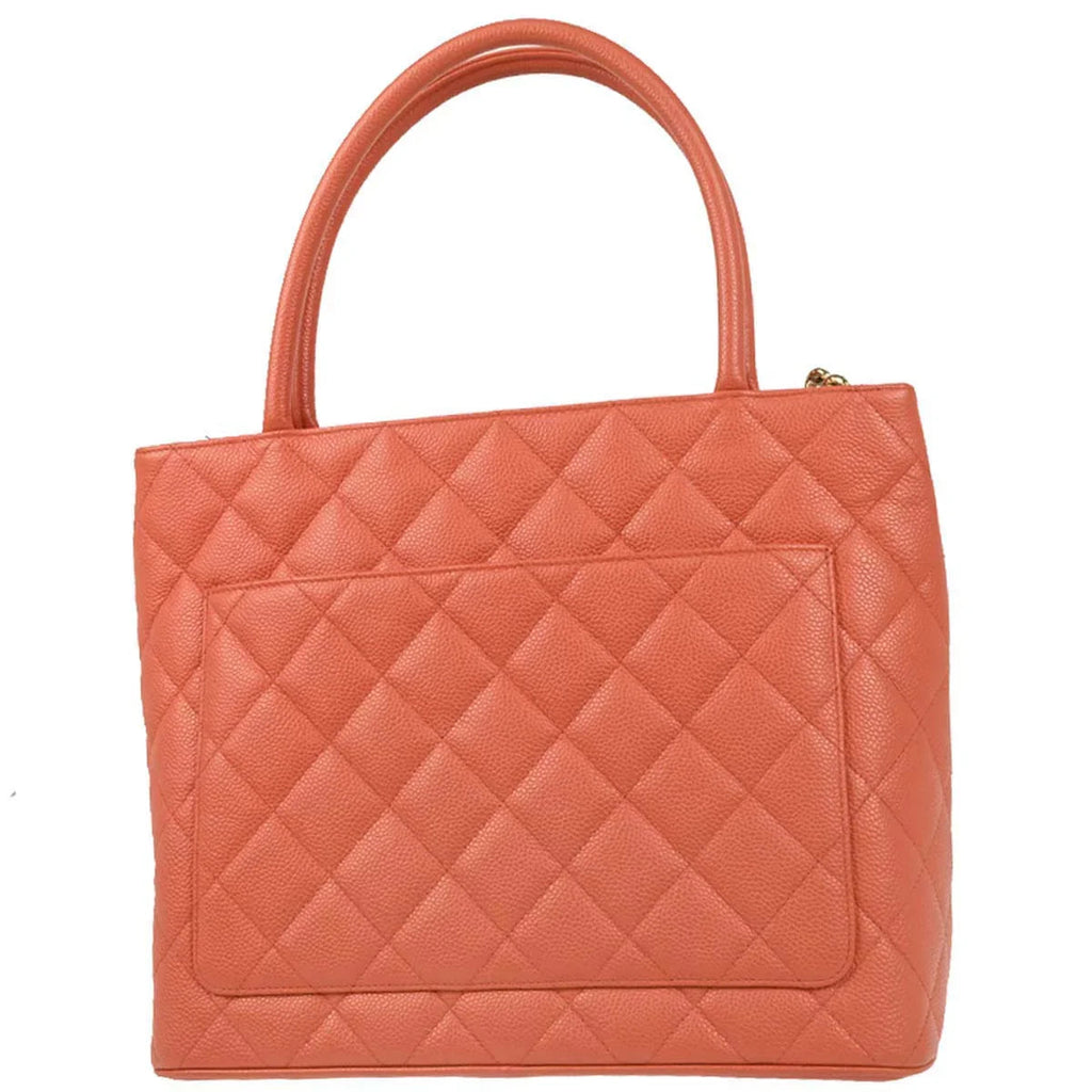Chanel 2003-2004 Orange Caviar Medallion Tote Handbag