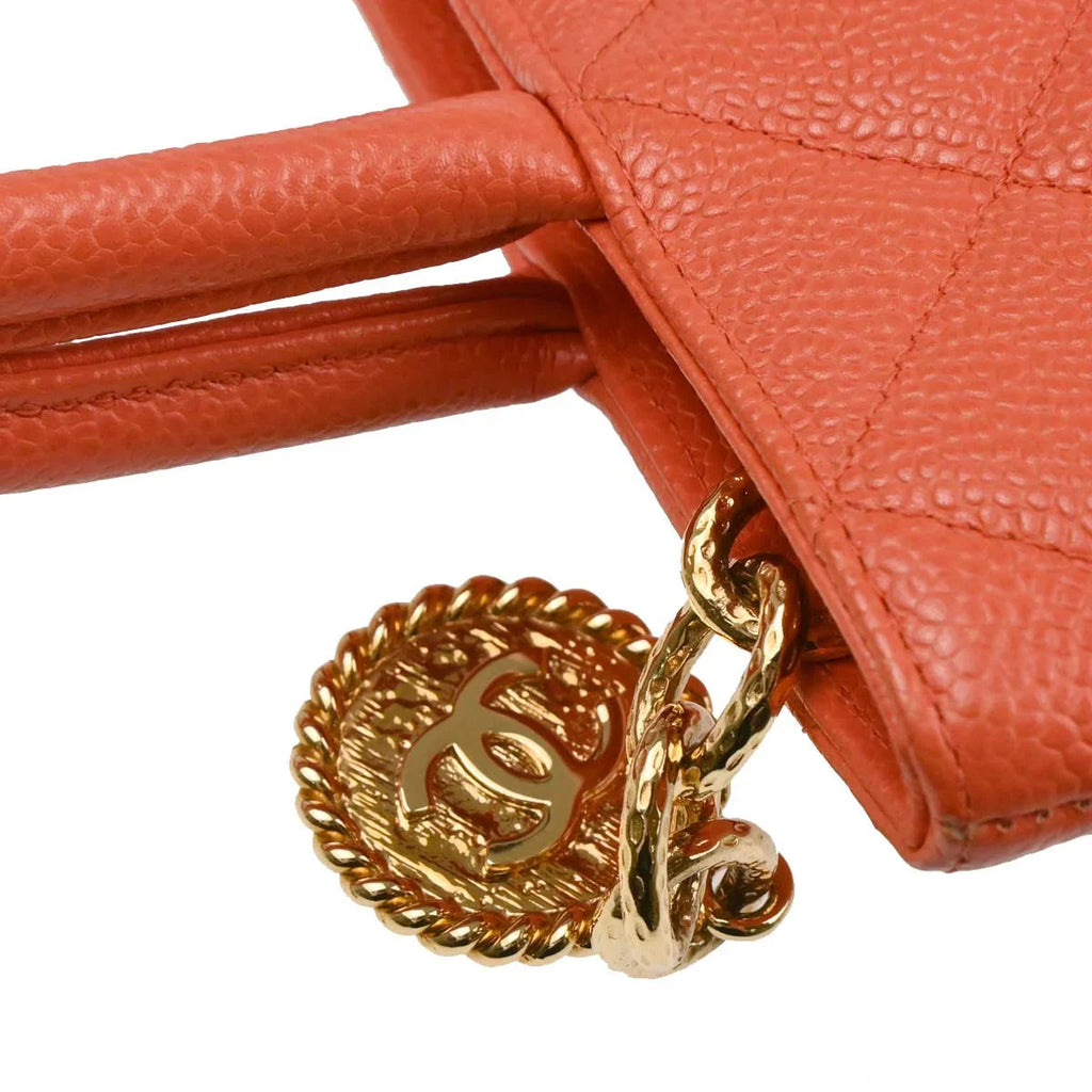Chanel 2003-2004 Orange Caviar Medallion Tote Handbag