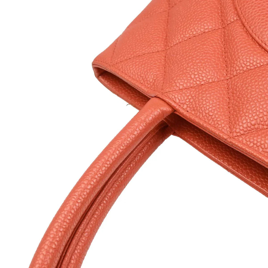 Chanel 2003-2004 Orange Caviar Medallion Tote Handbag