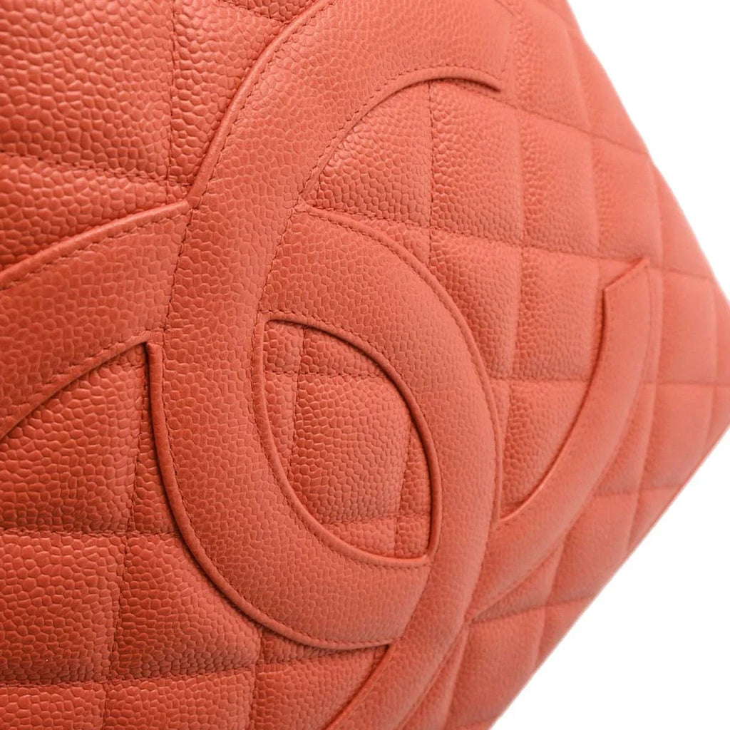 Chanel 2003-2004 Orange Caviar Medallion Tote Handbag