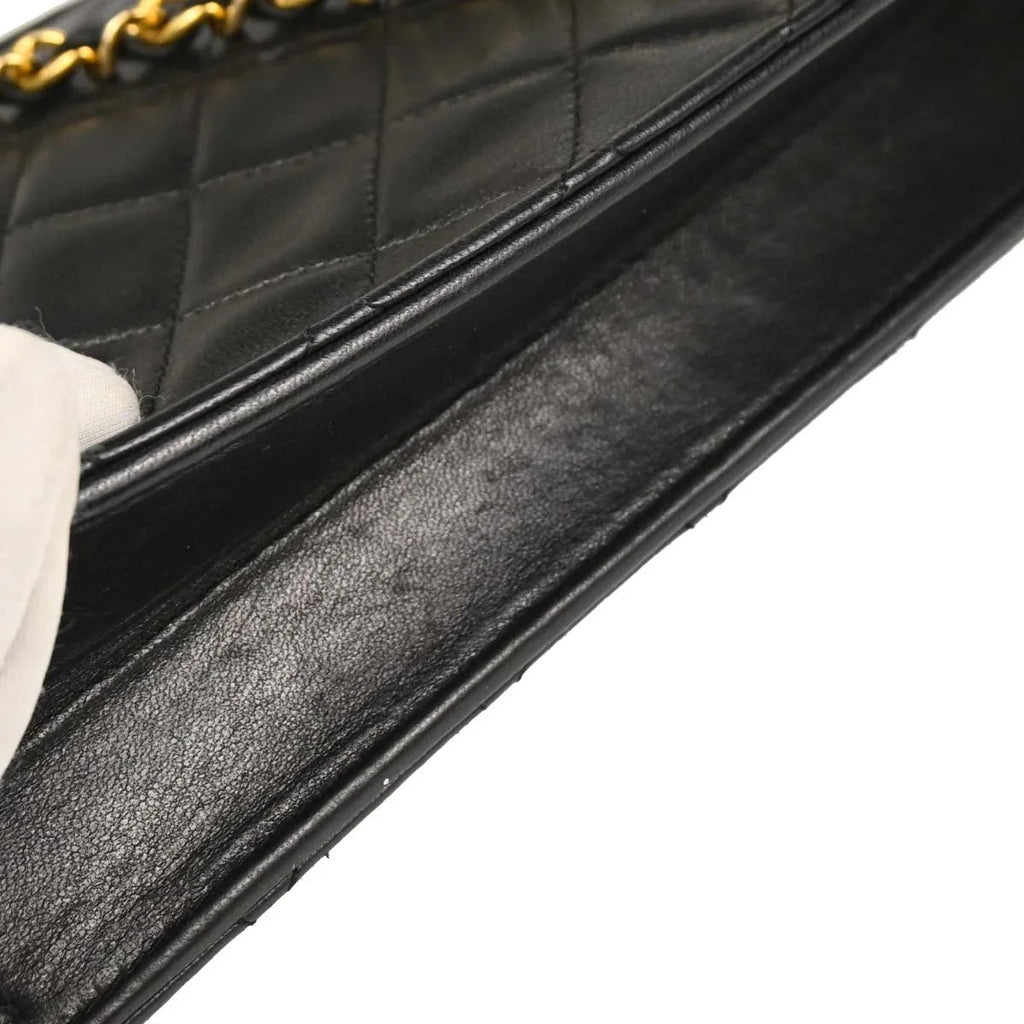 Chanel 1989-1991 Black Lambskin Double Turnlock Shoulder Bag