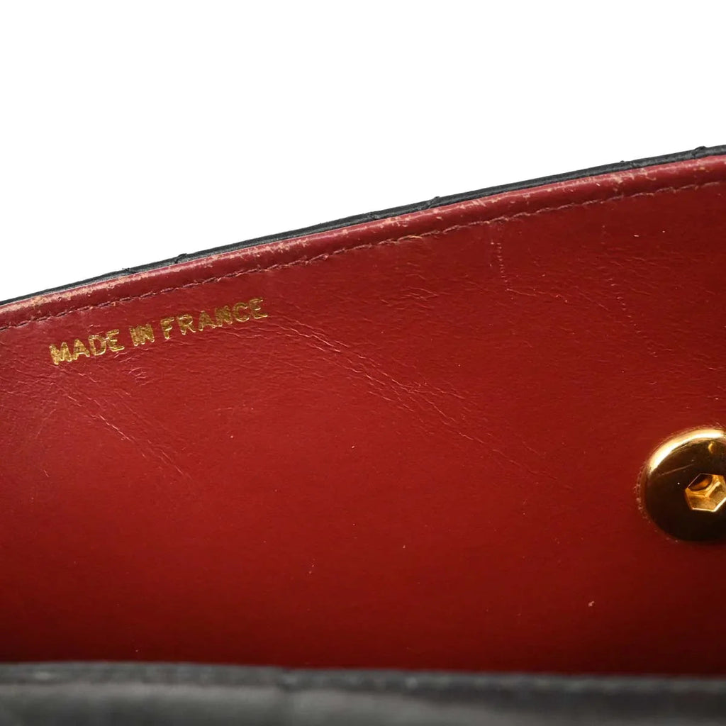 Chanel 1989-1991 Black Lambskin Double Turnlock Shoulder Bag