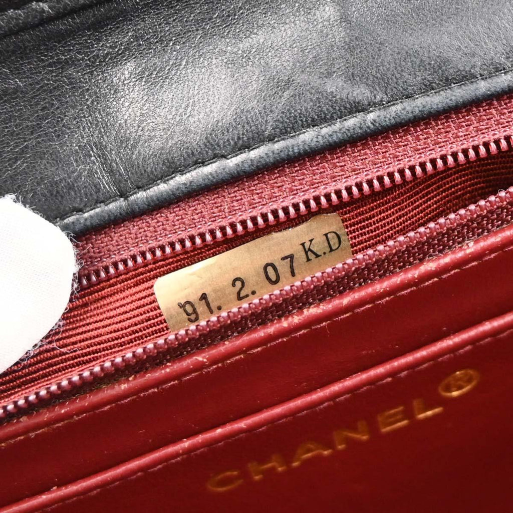 Chanel 1989-1991 Black Lambskin Double Turnlock Shoulder Bag