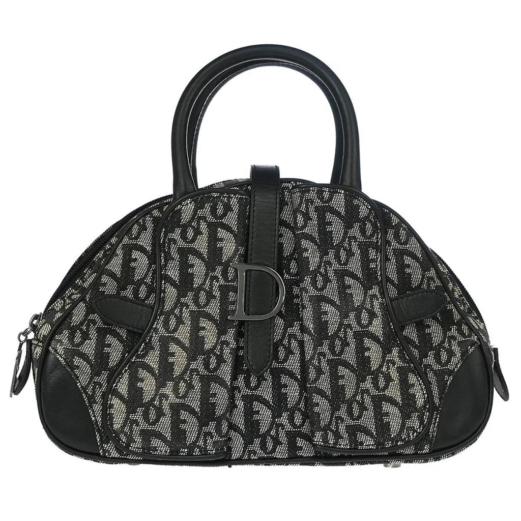 Christian Dior 2002 Black Double Saddle Trotter Handbag