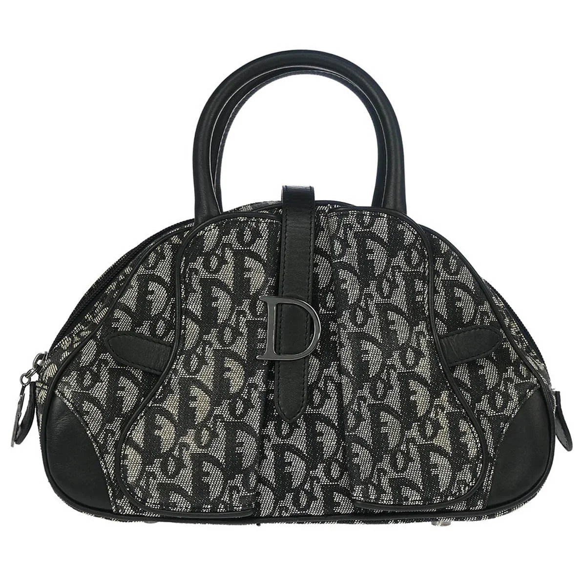 Christian Dior 2002 Black Double Saddle Trotter Handbag