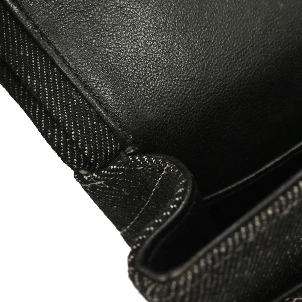 Chanel 1997-1999 Black Denim Medium Classic Double Flap Shoulder Bag