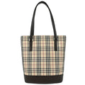 Burberry Beige Canvas Burberry Check Tote Handbag