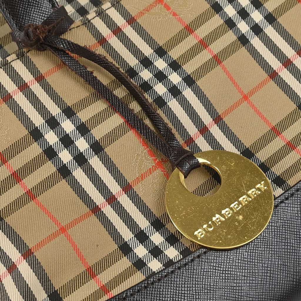 Burberry Beige Canvas House Check Tote Handbag