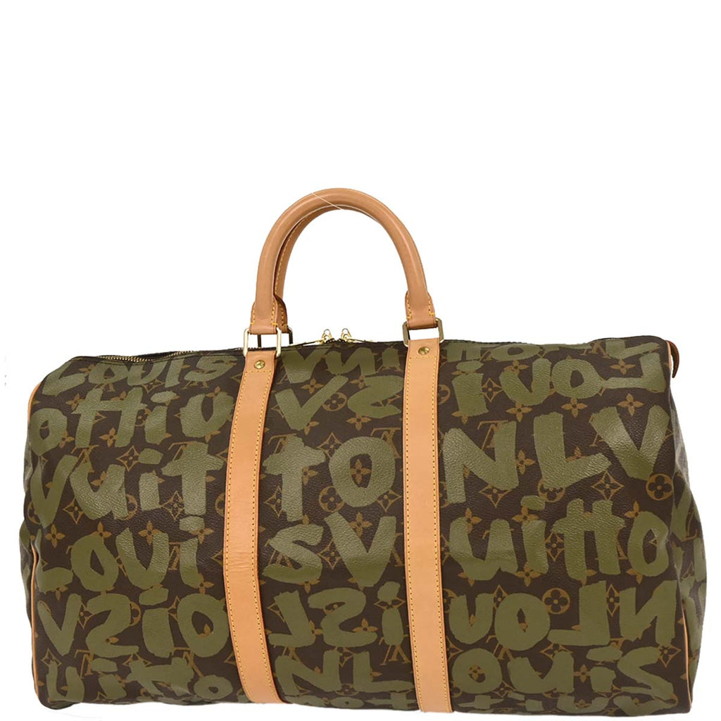 Louis Vuitton Khaki Monogram Graffiti Keepall 50 Duffle Bag M92196
