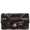 Chanel 2001-2003 Black Canvas COCO Medium Classic Double Flap Shoulder Bag