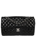Chanel 2006-2008 Black Patent Leather Secret Label Single Flap Shoulder Bag