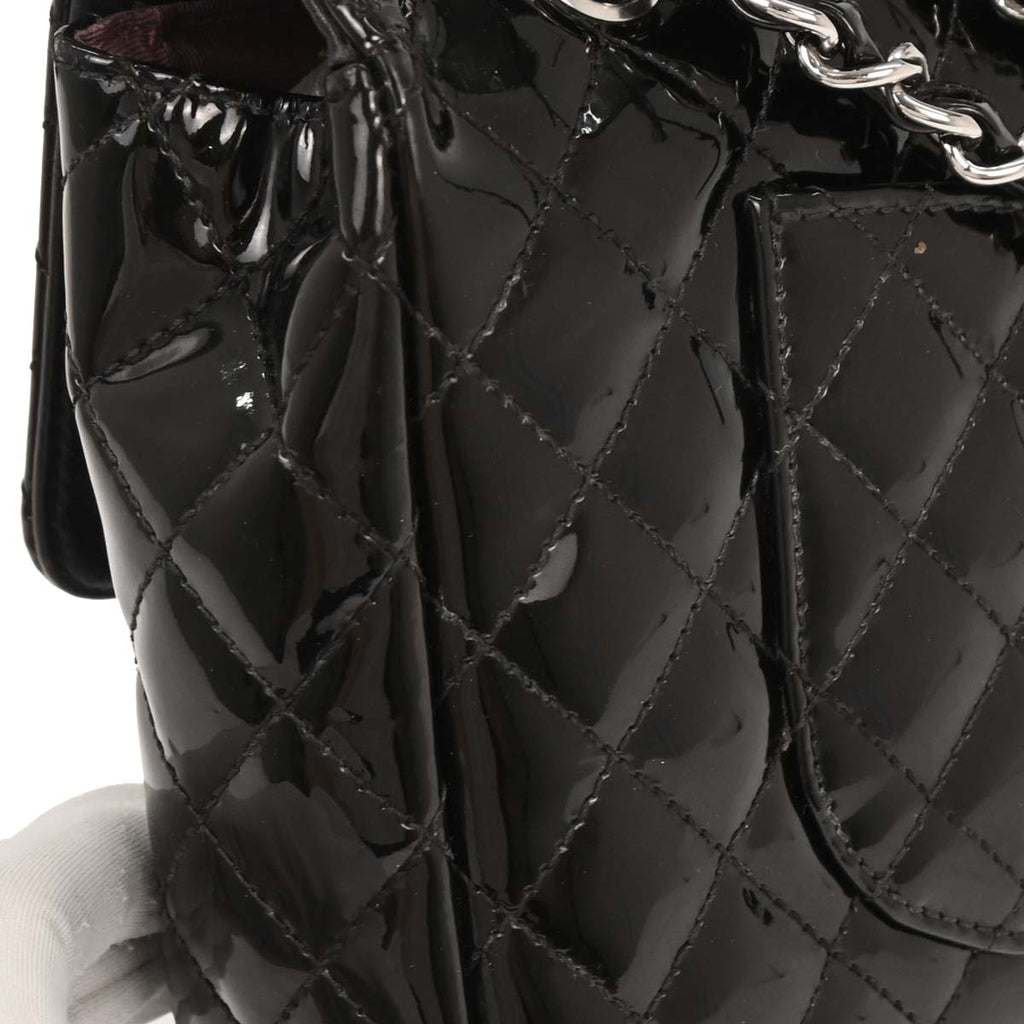 Chanel 2006-2008 Black Patent Leather Secret Label Single Flap Shoulder Bag