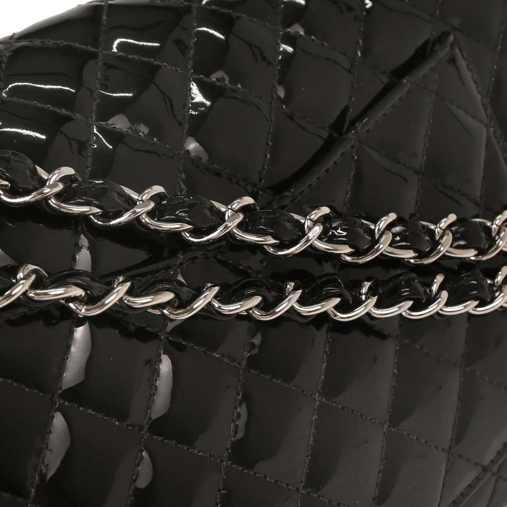 Chanel 2006-2008 Black Patent Leather Secret Label Single Flap Shoulder Bag