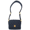 Chanel 1989-1991 Blue Denim Straight Flap Shoulder Bag