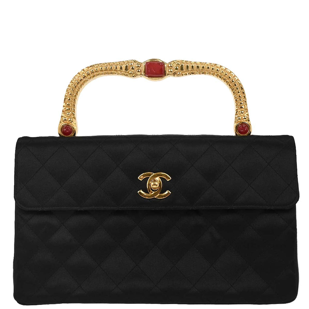 Chanel 1991-1994 Black Satin Handbag