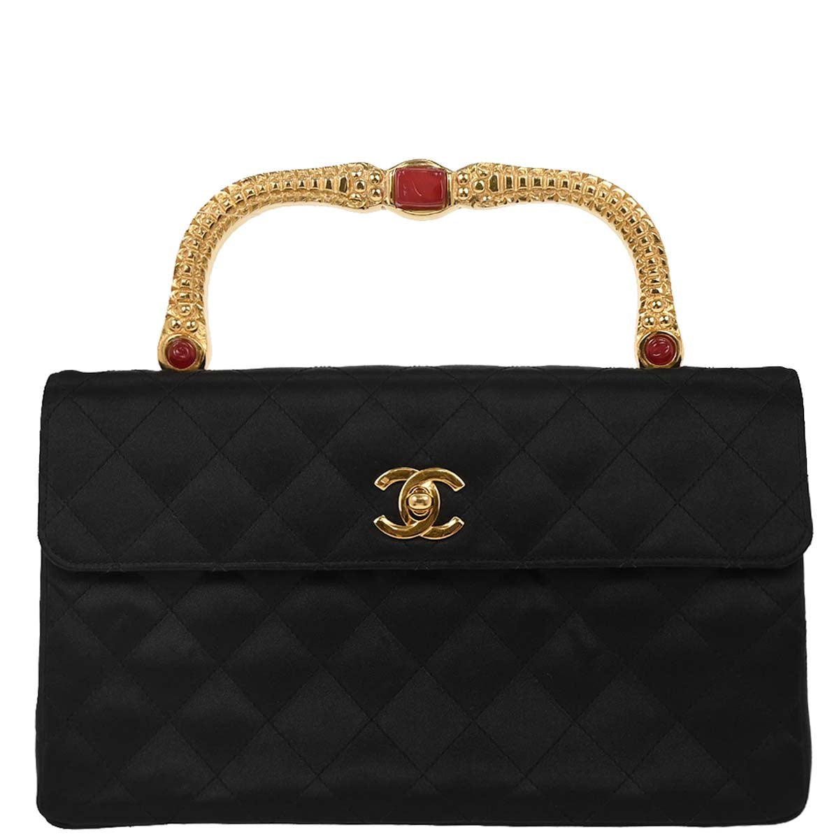 Chanel 1991-1994 Black Satin Handbag