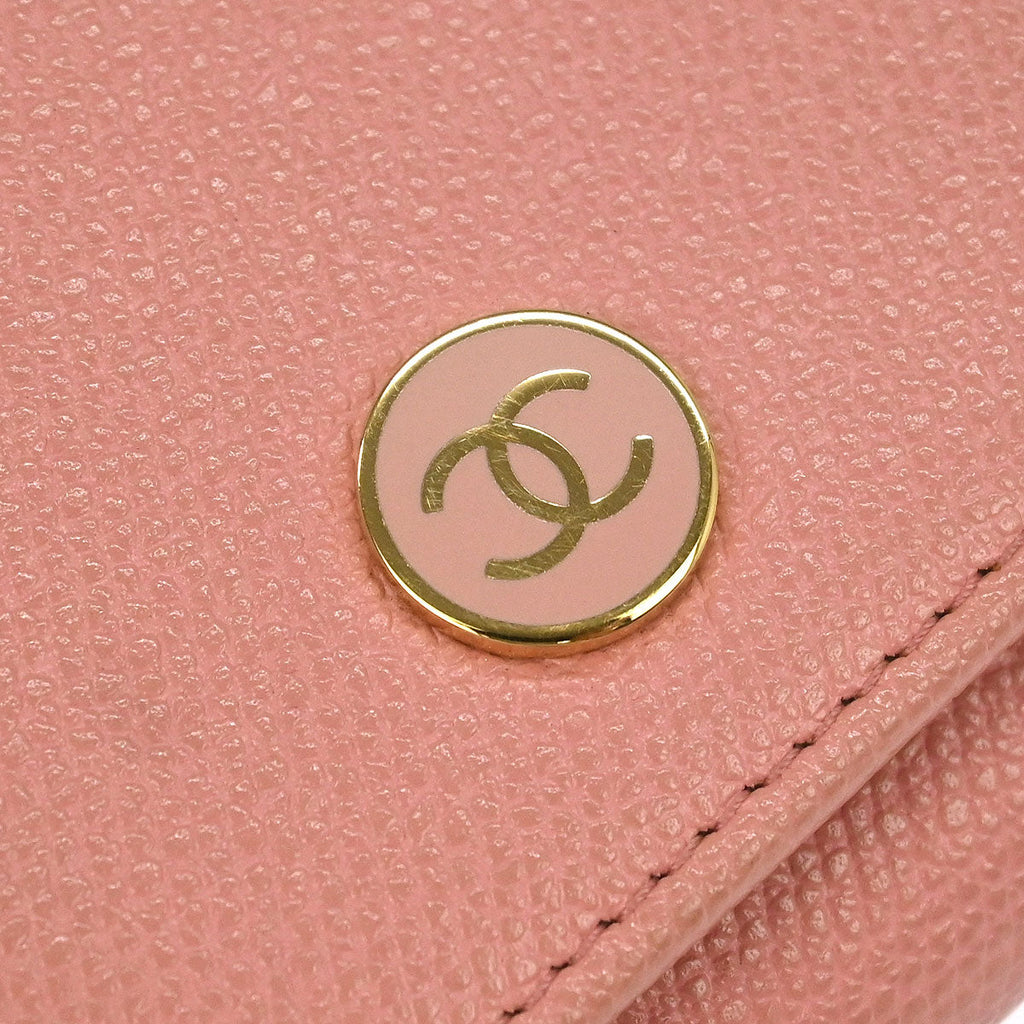 Chanel 2003-2004 Pink Calfskin Key Case Small Good